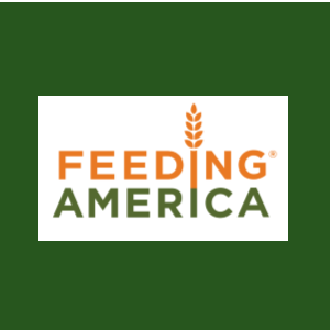 Feeding America logo on a green background. Feeding America logo on a green background.