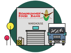 Clip art of Food Bank warehouse.
