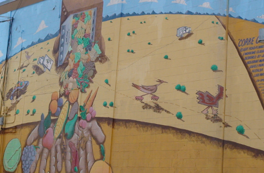 Mural painted on Food Bank's 2nd home near Baylor and Yale.