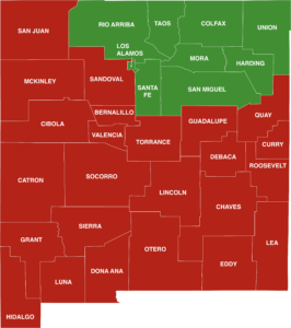 Map showing the breakout of counties by food bank service area.